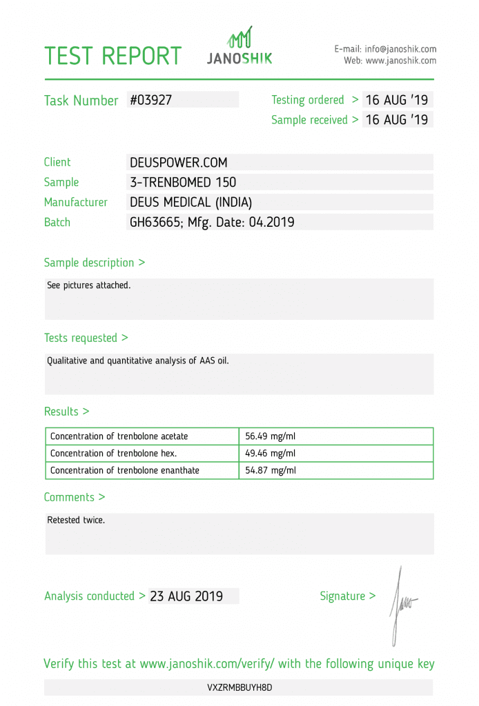 3 TRENBOMED 150 Test Report 03927 3
