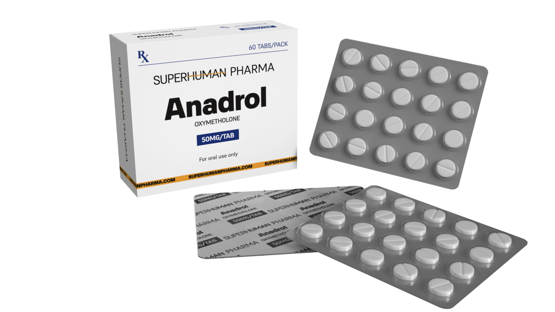 Anadrol 50 mg  von SuperHuman Pharma, ein leistungssteigerndes Nahrungsergänzungsmittel für Muskelaufbau