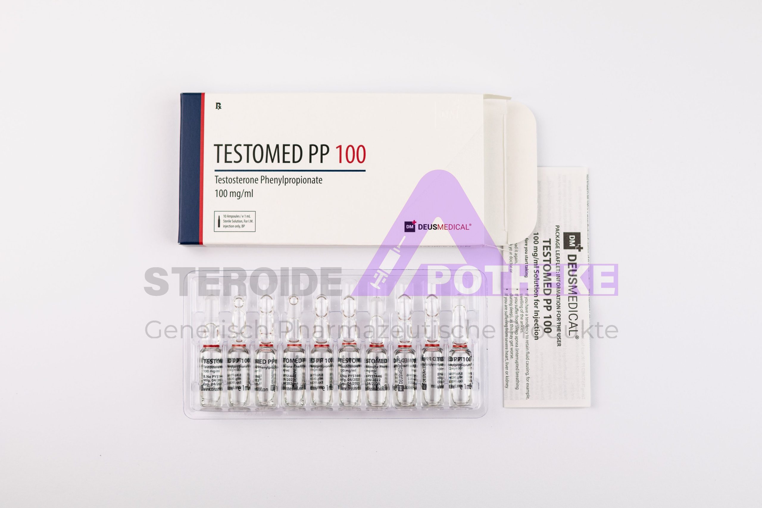 TESTOMED PP 100 (Testosteron Phenylpropionat) 10ml Fläschchen von Deus Medical, 100mg/ml, für Muskelaufbau und Leistung