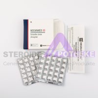 NOLVAMED 20 (Tamoxifen) von Deus Medical. Packung mit 50 Tabletten, jede enthält 20 mg Tamoxifen