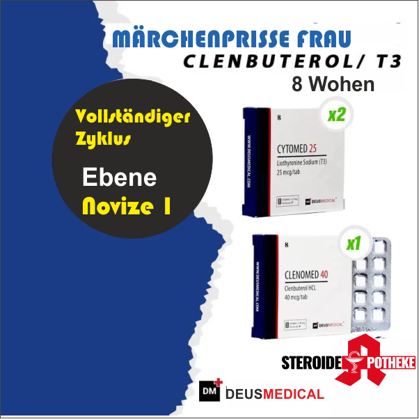 CLENBUTEROL / T3 (Gewichtsverlust Zyklus für Frauen Level 1) von Deus Medical. Kombination zur Unterstützung des Fettabbaus speziell für Frauen.