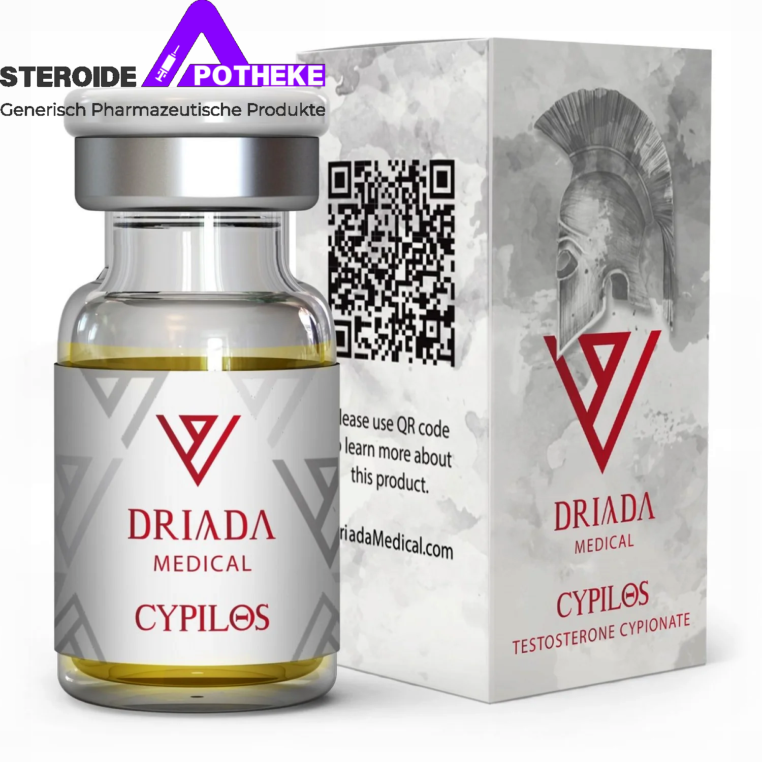 Cypilos (Testosteron Cypionat) Driada Medical 10 Ampullen (250 mg/ml) - starkes Testosteron zur Unterstützung von Muskelaufbau und Kraftsteigerung